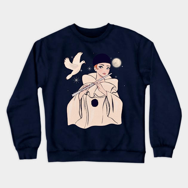 Pierrot  manga version and dove Crewneck Sweatshirt by Mimie20